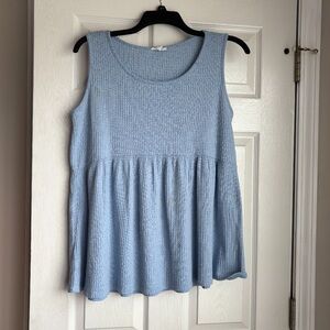 Chic Soul Light Blue Ribbed Peplum Tank